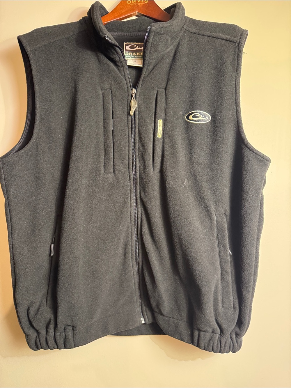 Drake Black Fleece Vest with Zip Pockets